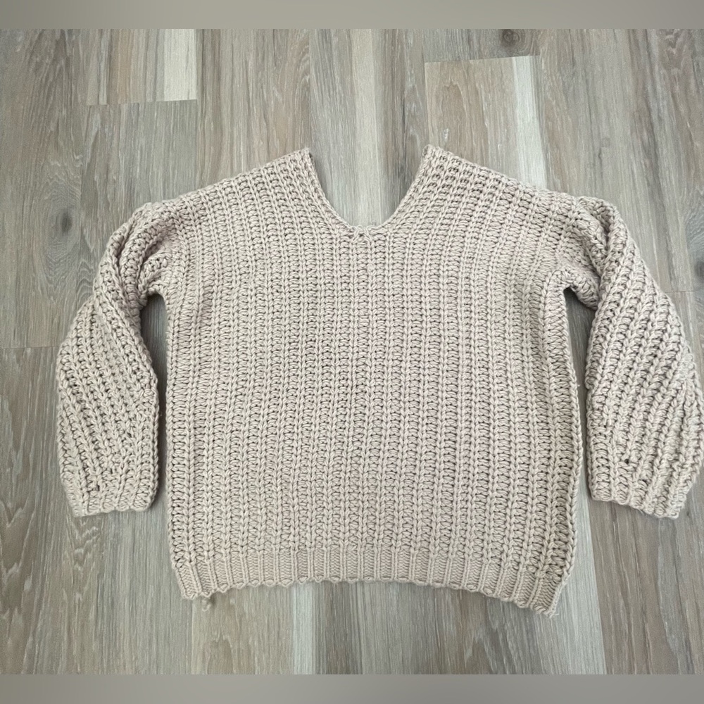 Beige V-Neck Sweater